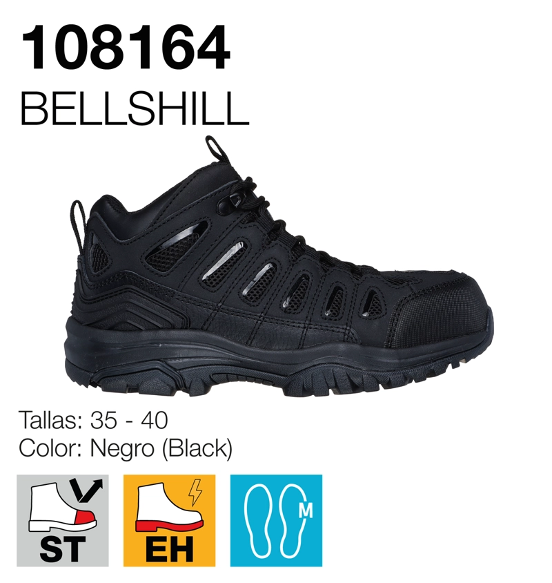 SKECHERS BOTIN MUJER SEGURIDAD BELLSHILL NEGRO - 6