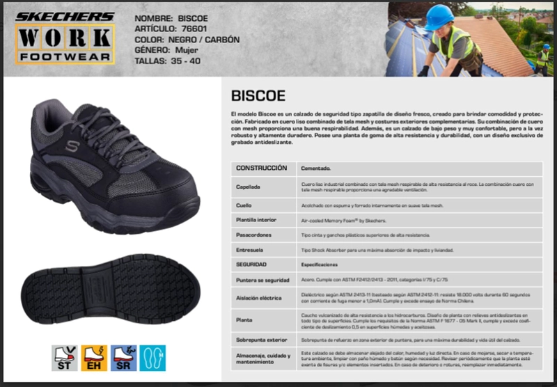SKECHERS ZAPATILLA MUJER SEGURIDAD BISCOE NEGRO - 5