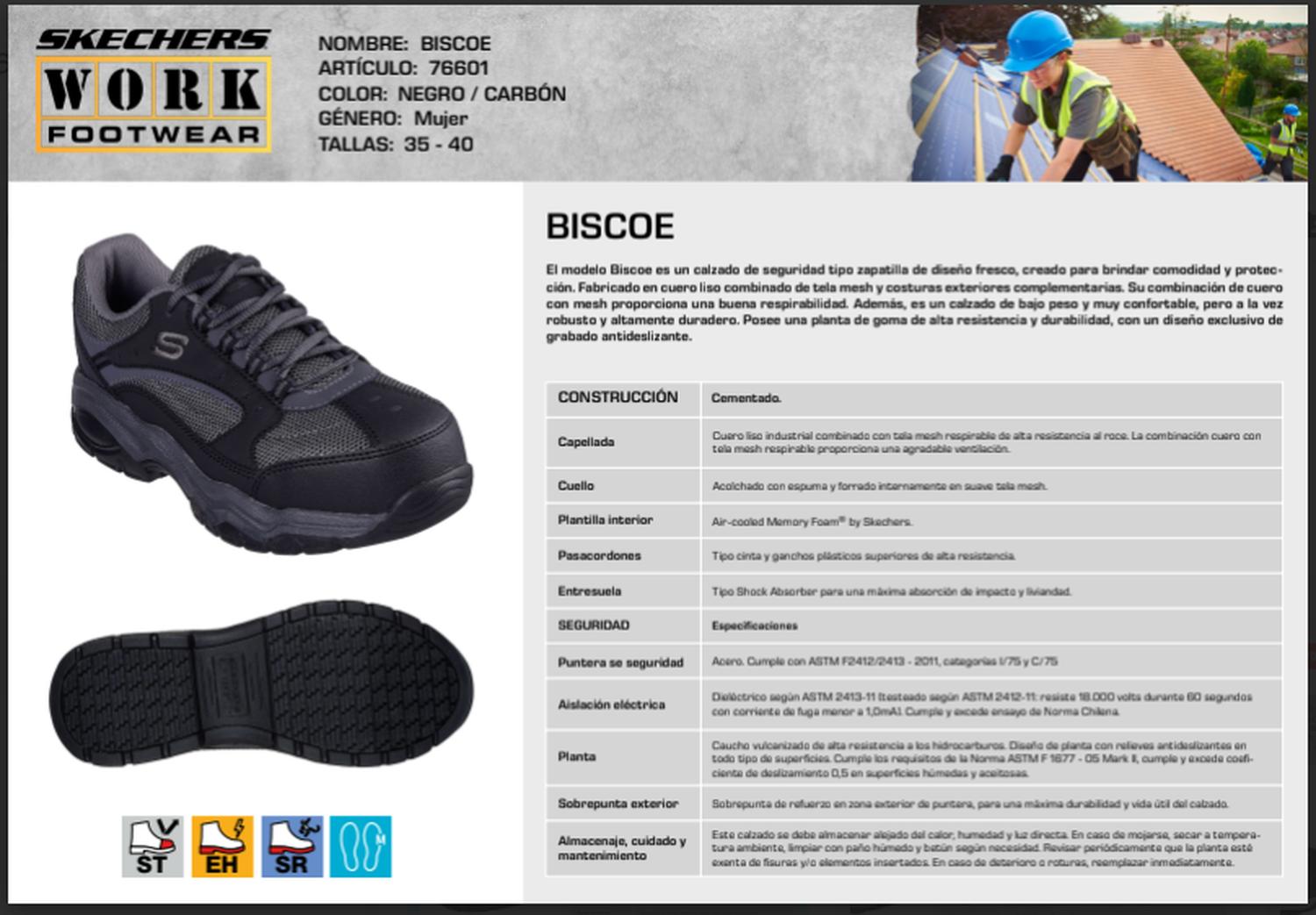 SKECHERS ZAPATILLA MUJER SEGURIDAD BISCOE NEGRO - 5