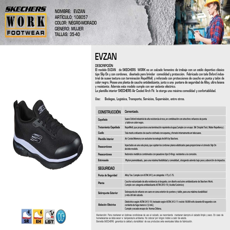 SKECHERS ZAPATILLA MUJER SEGURIDAD EVZAN MORADO - 5