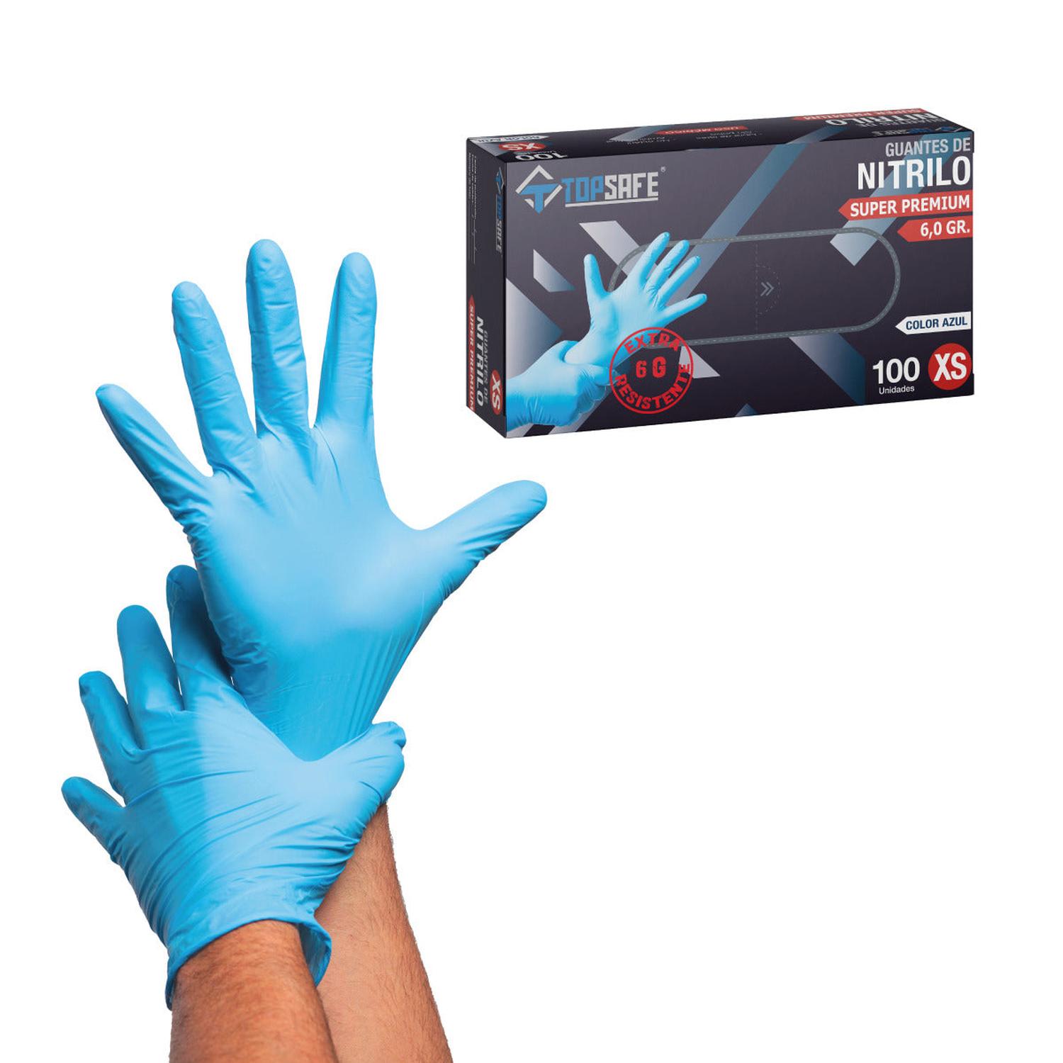 GUANTE NITRILO EXTRA RESISTENTE 6.5 GR AZUL (100U) AZUL ACERO TAMAÑO L - 1