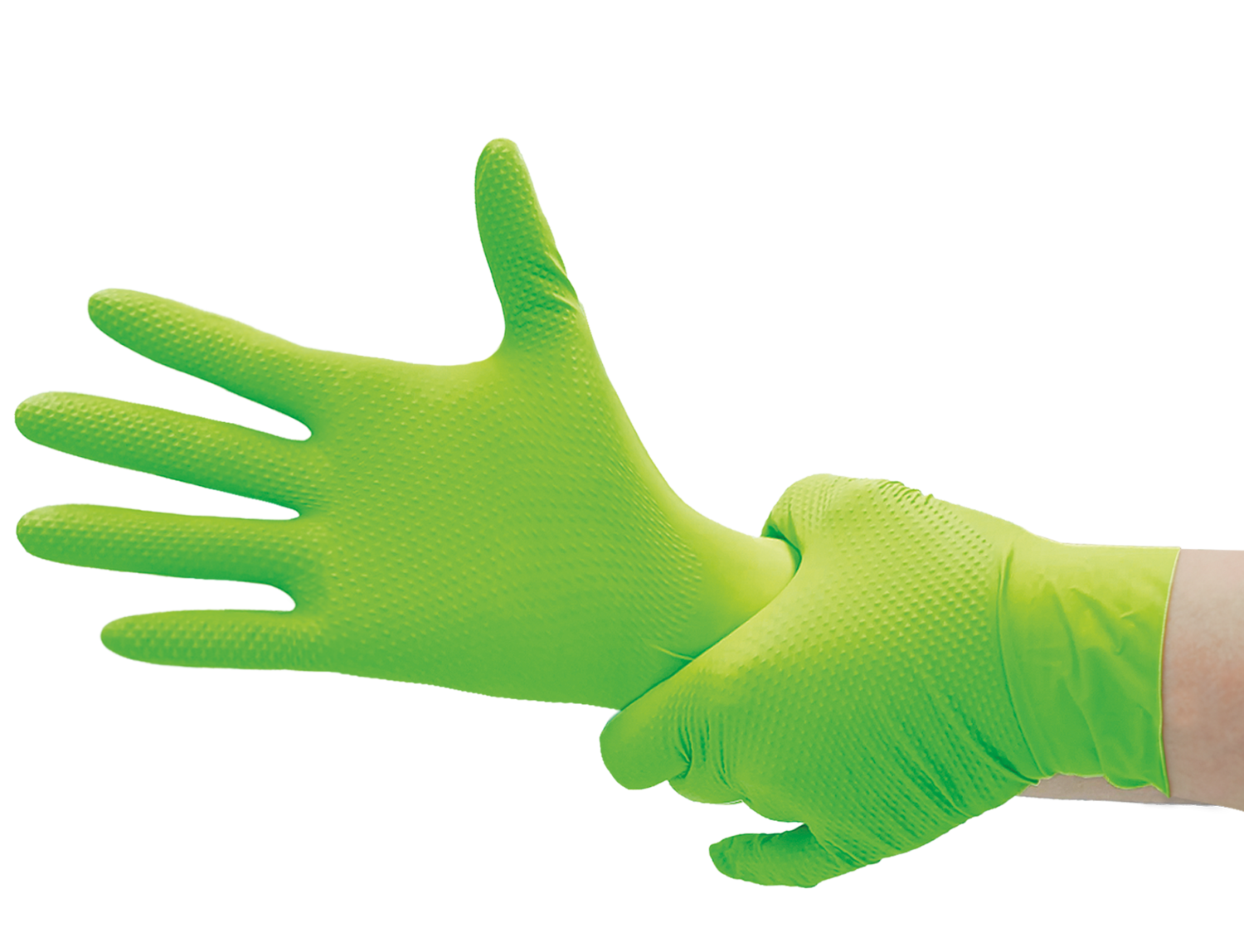 BOX GUANTE DE NITRILO TEXTURIZADO VERDE 8 GRS TOPSAFE 10 X 50U - 1