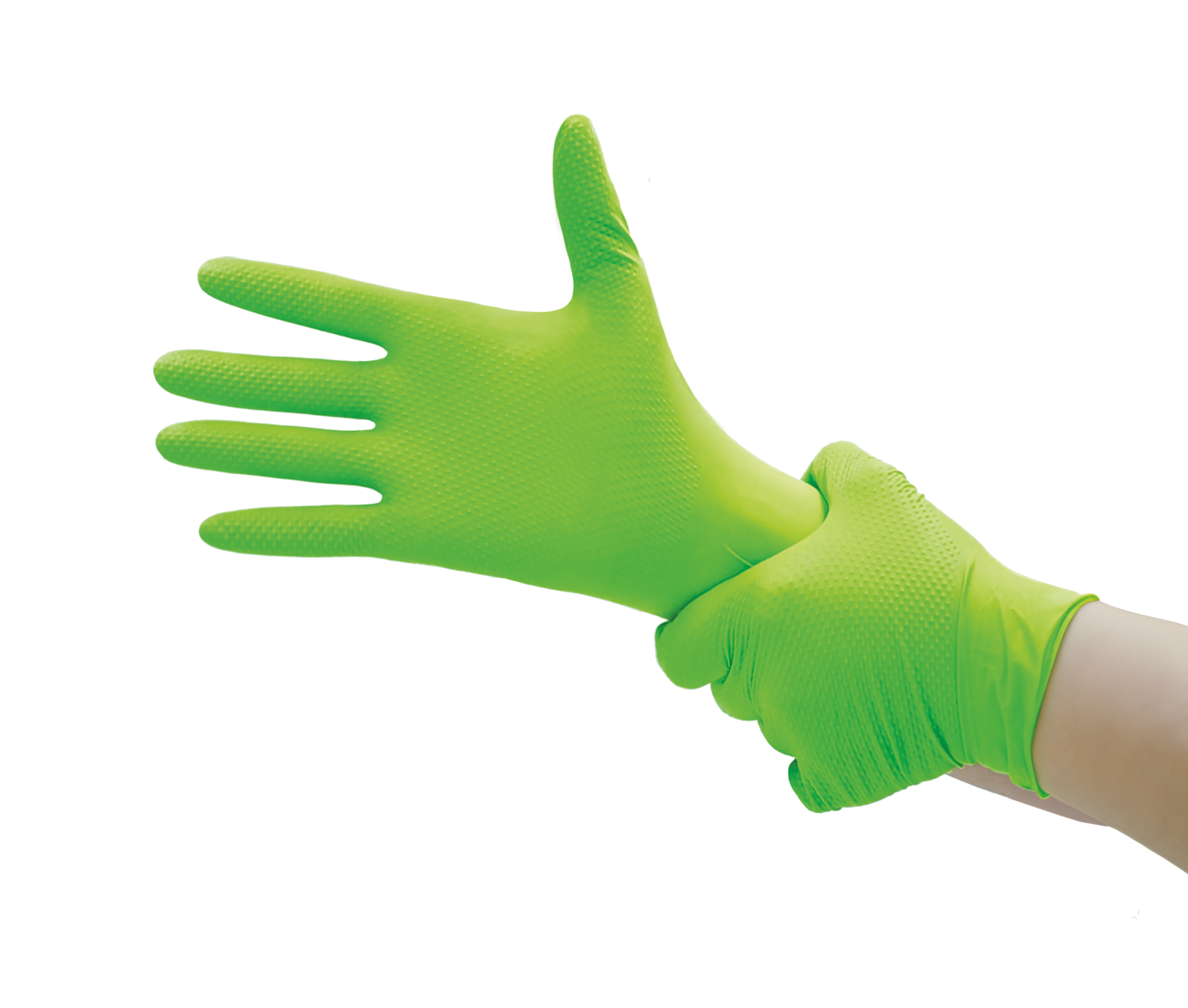 BOX GUANTE DE NITRILO TEXTURIZADO VERDE 8 GRS TOPSAFE 10 X 50U - 2