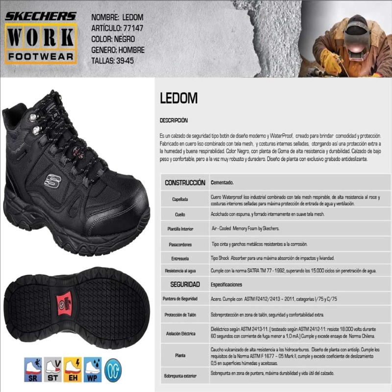 SKECHERS BOTIN HOMBRE SEGURIDAD LEDOM - 5