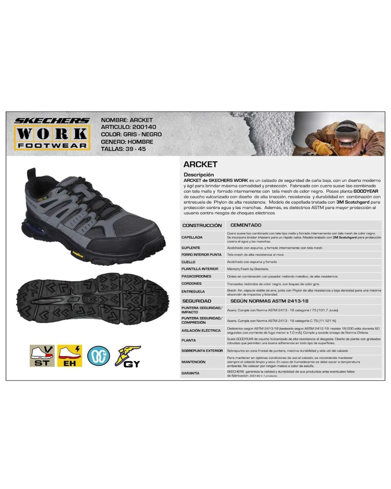 SKECHERS ZAPATILLA HOMBRE SEGURIDAD ARCKET - 5