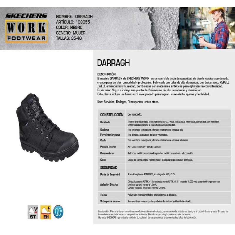 SKECHERS BOTIN MUJER SEGURIDAD DARRAGH - 5