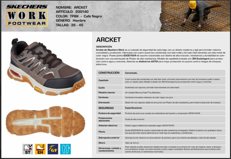 SKECHERS ZAPATILLA HOMBRE SEGURIDAD ARCKET CAFE - 5