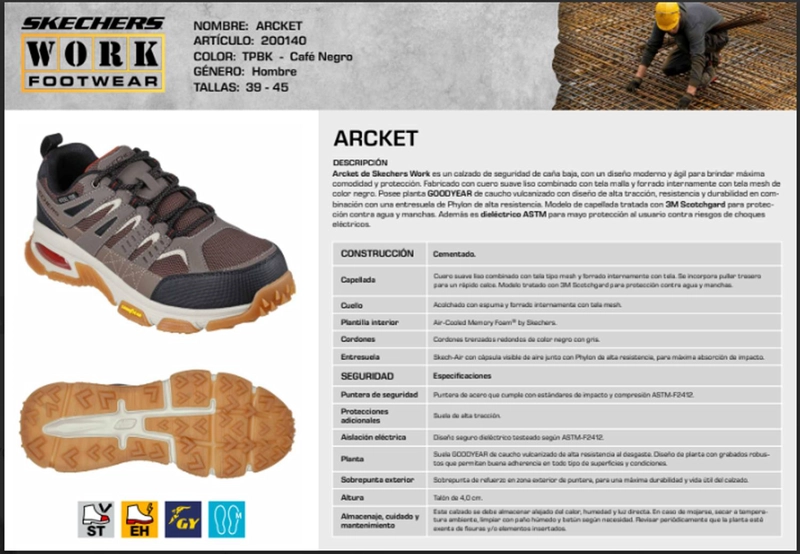 SKECHERS ZAPATILLA HOMBRE SEGURIDAD ARCKET CAFE - 5