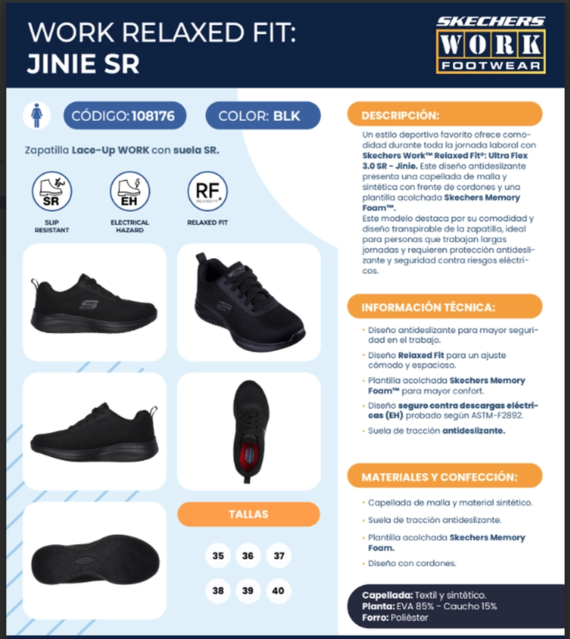SKECHERS ZAPATILLA MUJER OCUPACIONAL JINIE - 5