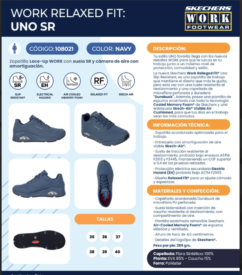 SKECHERS ZAPATILLA MUJER OCUPACIONAL UNO NAVY - 5