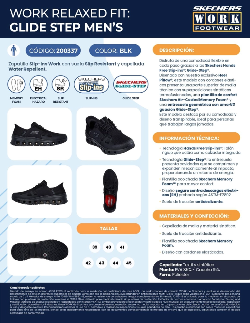 SKECHERS ZAPATILLA OCUPACIONAL HOMBRE GLIDESTEP NEGRO - 5