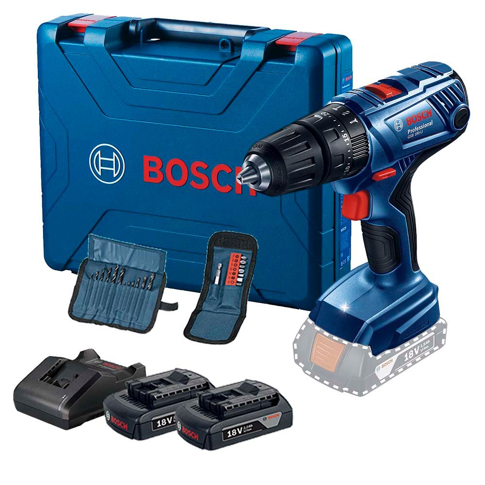 KIT BOSCH TALADRO PERCUSION INAL GSB 180-LI 18 V + 23 ACC - 1
