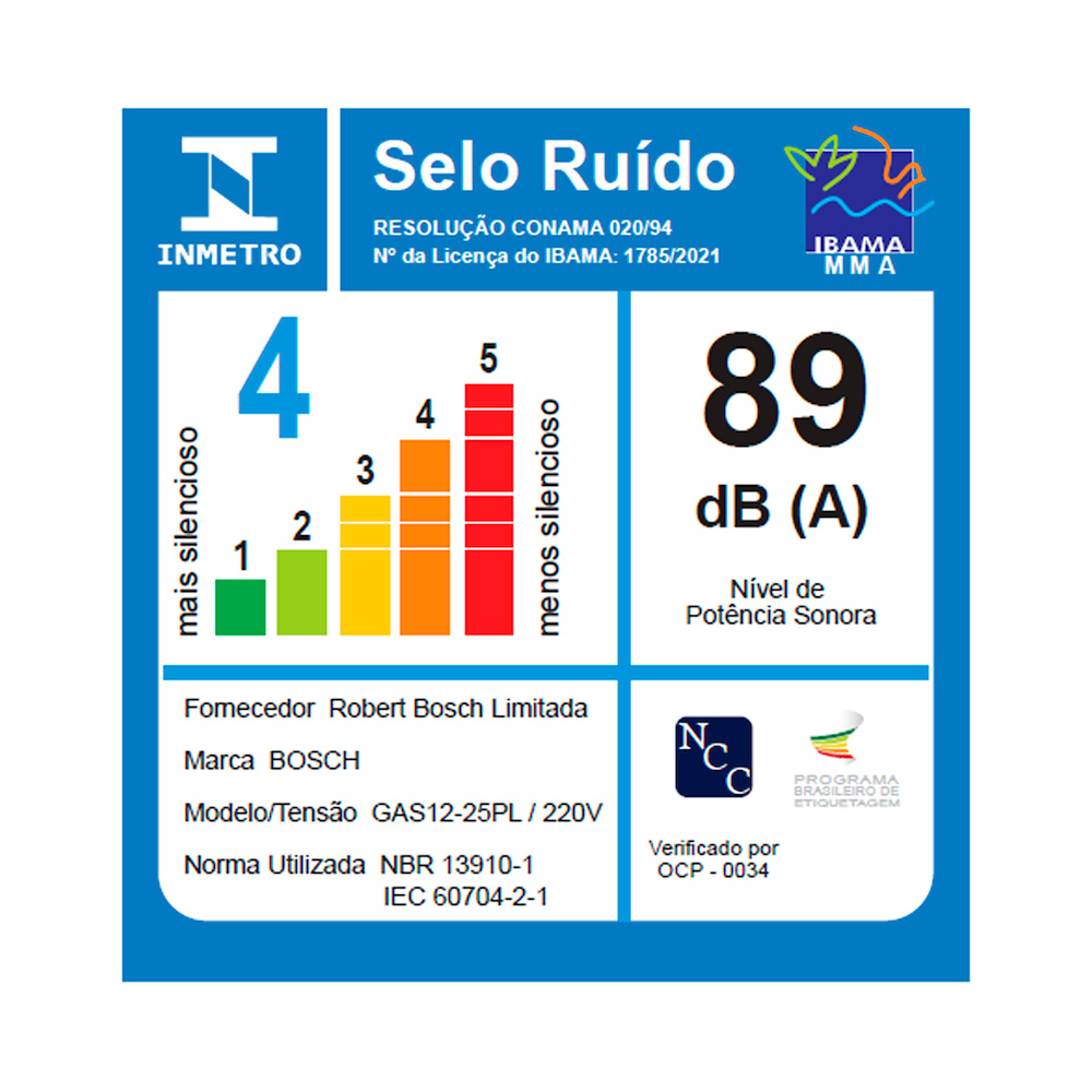 ASPIRADORA BOSCH EN HÚMEDO/SECO 25 LTS. GAS 12-25 PL 1250W - 6