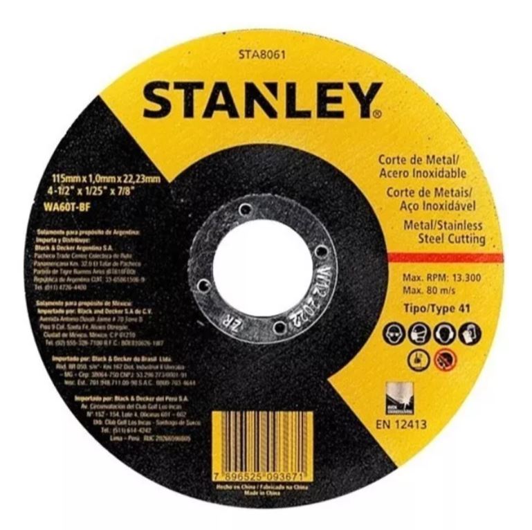 PACK STANLEY 25UND DISCO CORTE 4 1/2 X 1.0 MM - 2