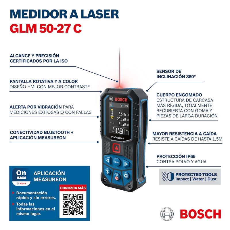 MEDIDOR LASER BOSCH GLM 50-27 C, 50 METROS, CON BLUETOOTH - 4