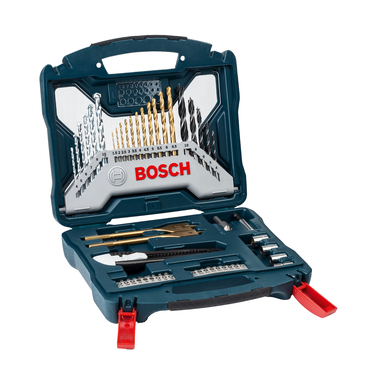 MALETÍN BOSCH X-LINE 50 UNIDADES TALADRAR Y ATORNILLAR AZUL - 1