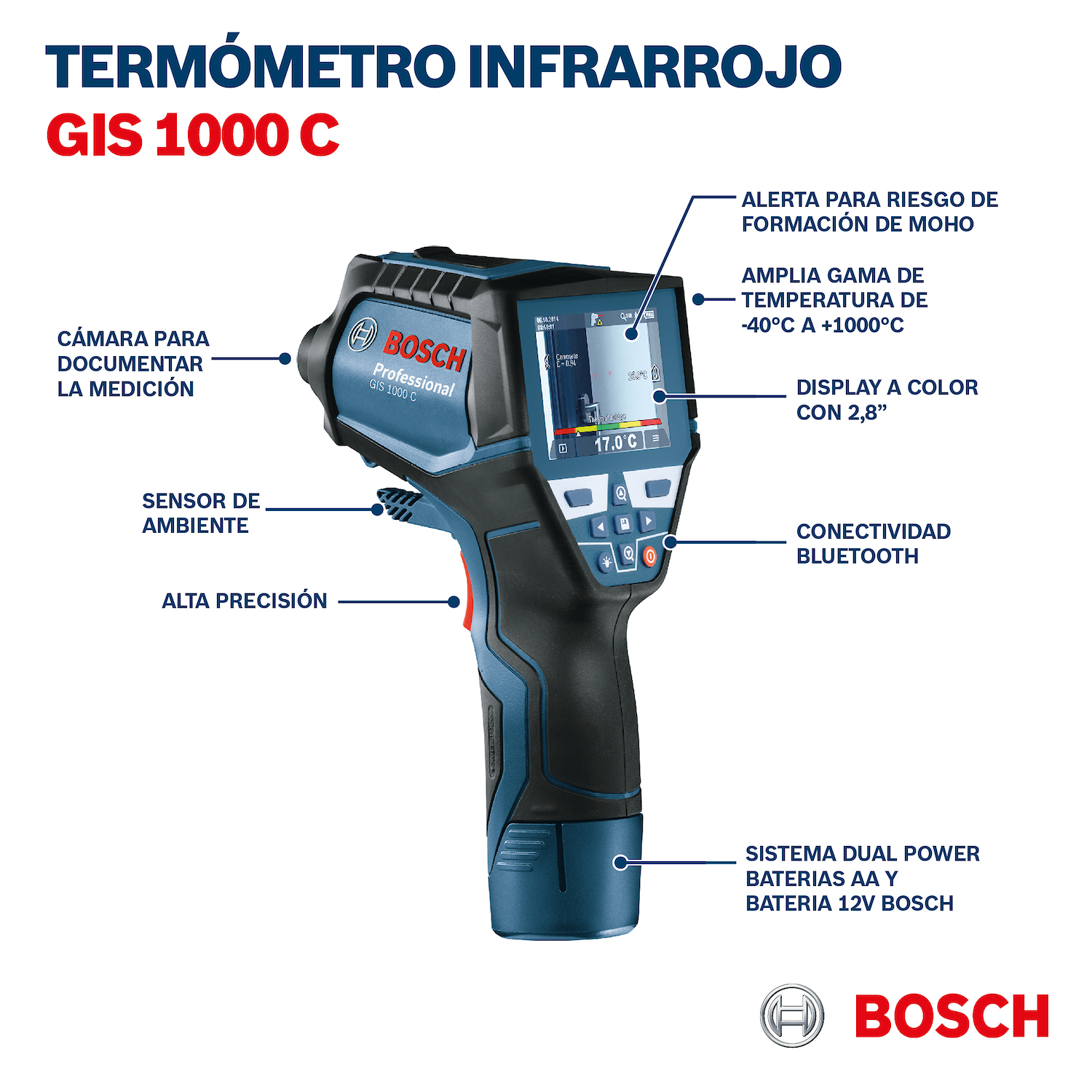 TERMODETECTOR BOSCH PROFESIONAL INFRARROJO MOD: GIS1000C - 9