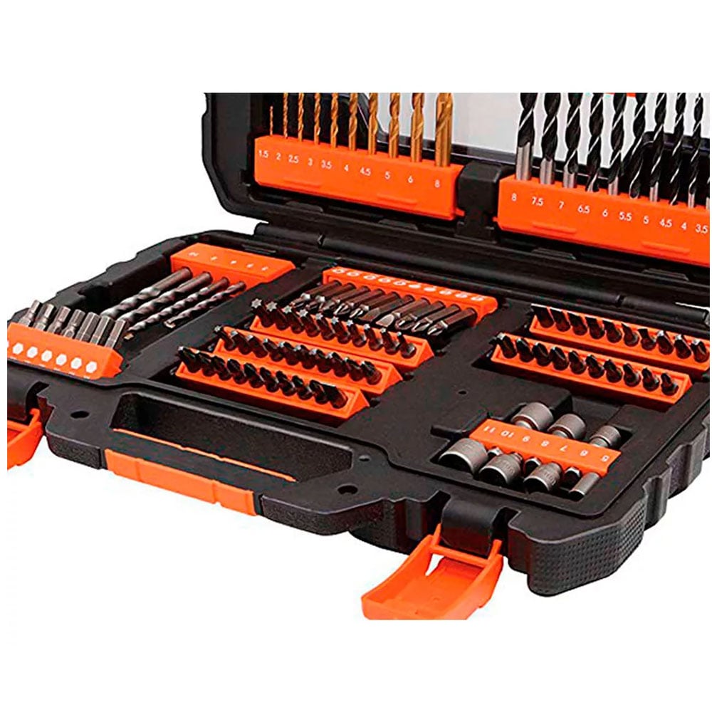 SET BLACK & DECKER ATORNILLAR Y PERFORAR B&D 104 PIEZAS MOD: A7230-XJ 10 X 10 CM - 4