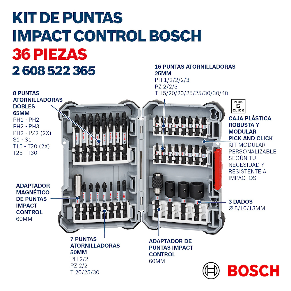 SET DE 36 PUNTAS IMPACT CONTROL BOSCH - 8