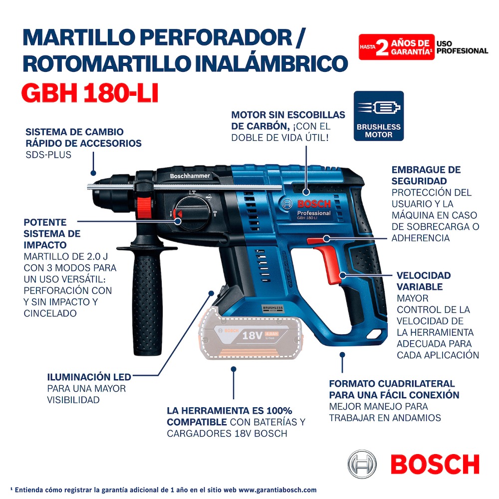 PACK MAR DEM INAL GBH 180-LI SB,TALADRO PERC/ATOR 18V GSB185 - 8