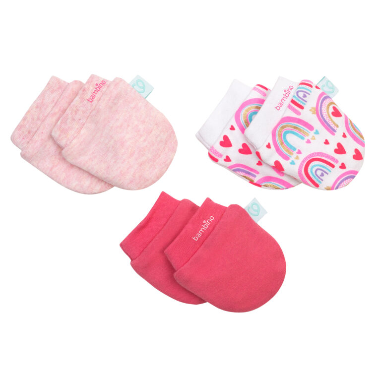 SET 3 MITONES PARA BEBÉ ALGODÓN BAMBINO ROSADO NIÑA - 2