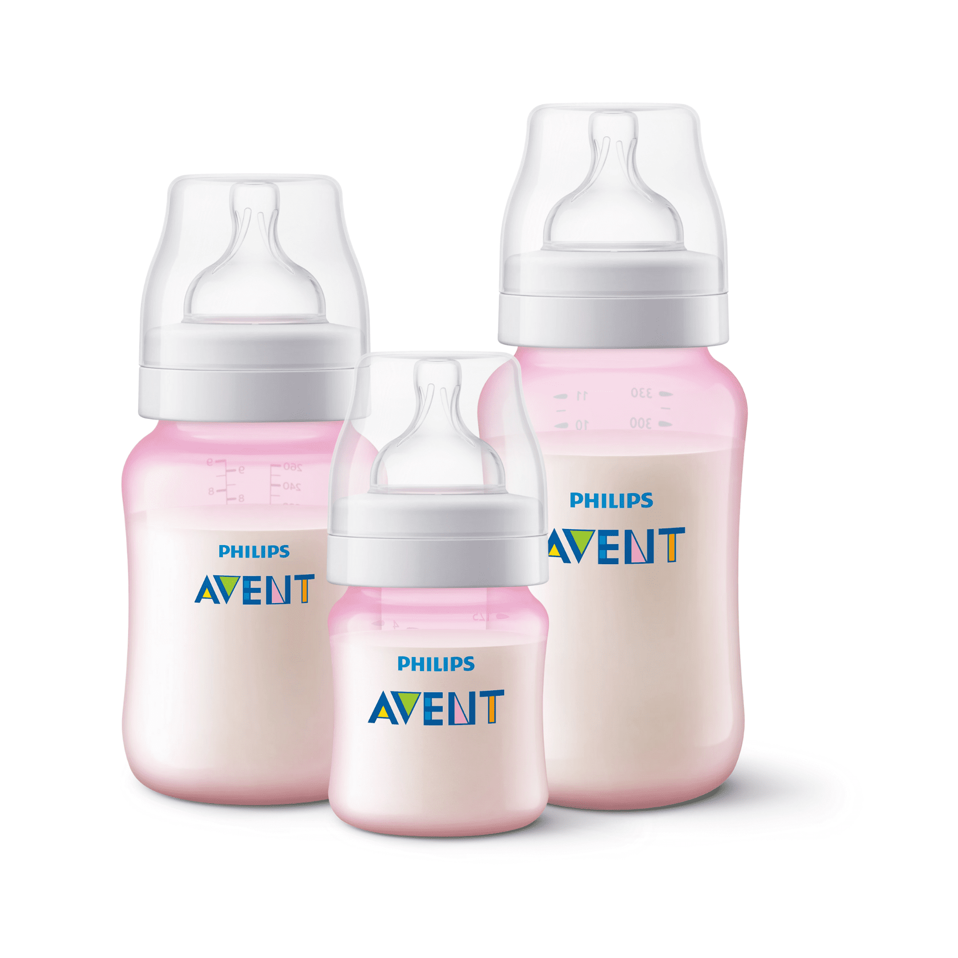 SET AVENT MAMADERA ANTI-COLIC 125 ML+260ML+330 ML PINK ROSADO - 6