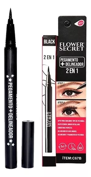 DELINEADOR DE OJOS MÁGICO CON PEGAMENTO FLOWER SECRET COLOR NEGRO - 3