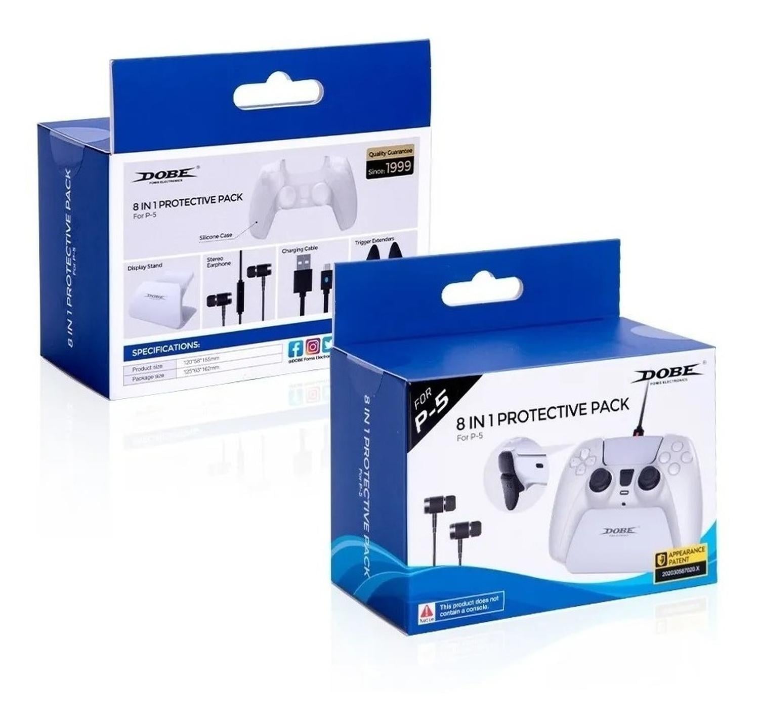 DOBE PACK GAMER 8 EN 1 PROTECTOR PS5 CASE-TRIGGER-AUDIFONO-CARGA