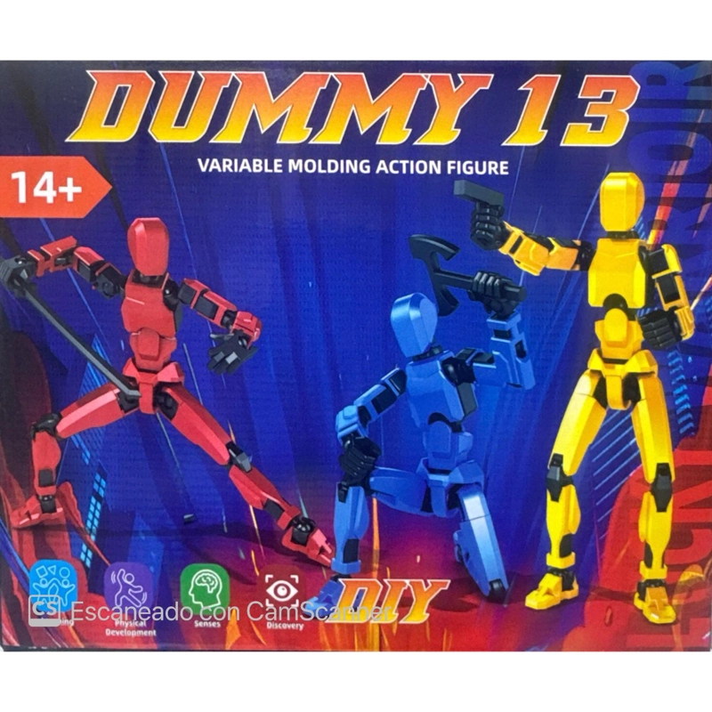 KIT 3 FIGURAS DE ACCION DUMMY 13 GRIS NARANJO Y MORADO - 1