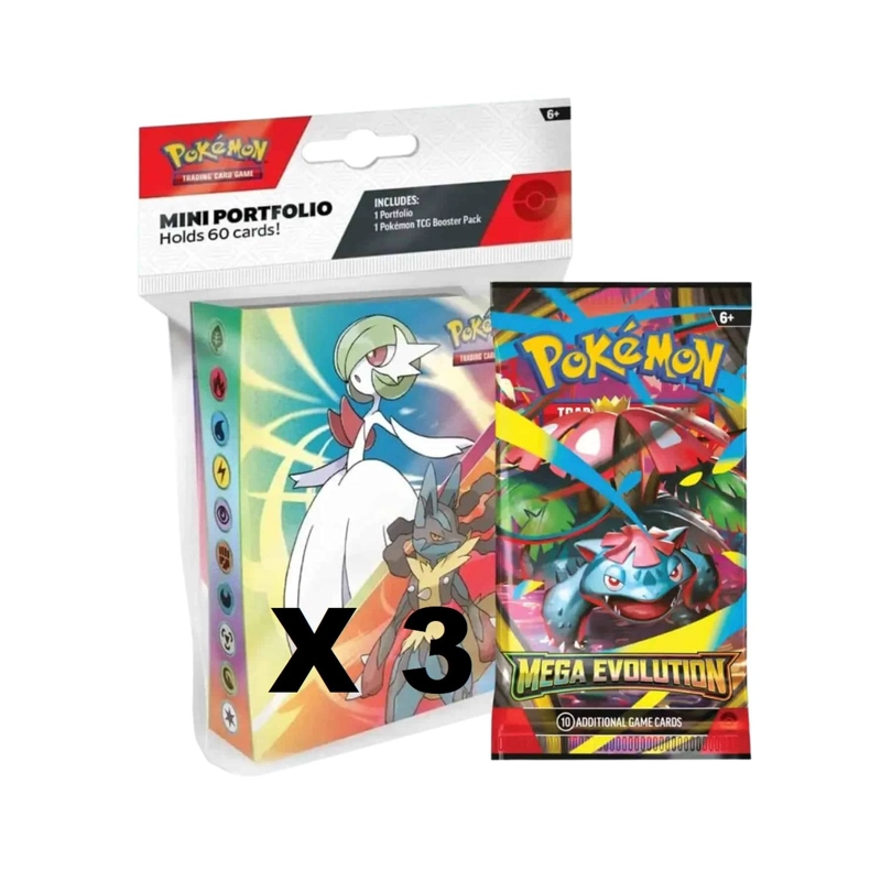 CARTAS POKEMON 3 MINI PORTFOLIO MEGAEVOLUCION ESPAÑOL - 1