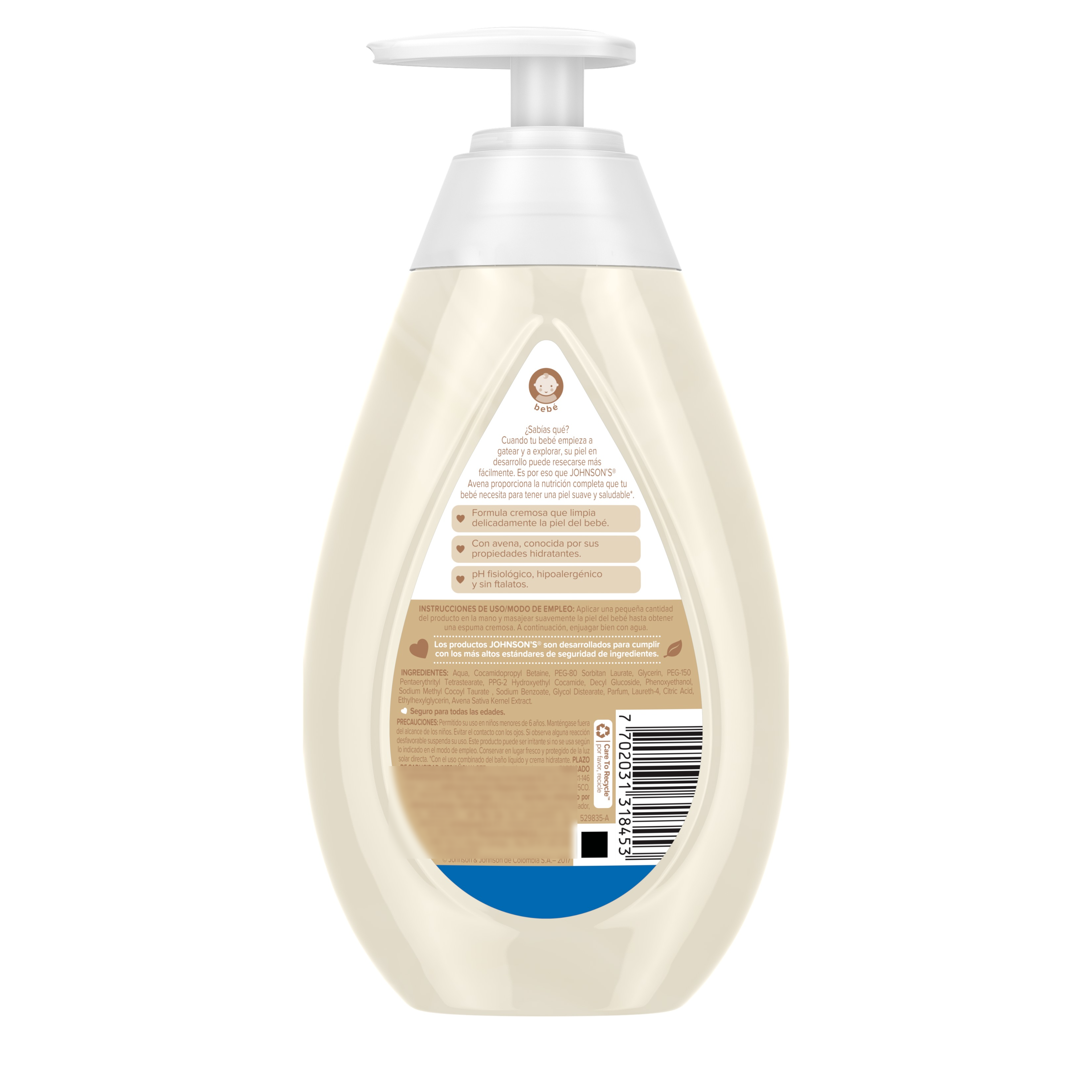 JABÓN LÍQUIDO PARA BEBÉ JOHNSON'S® AVENA X 400 ML. - 3
