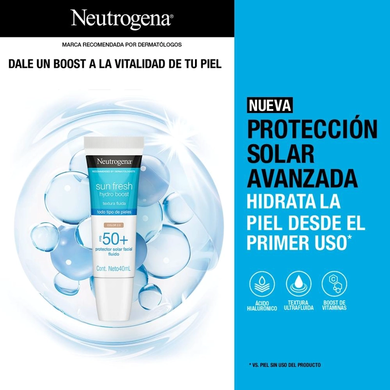 PROTECTOR SOLAR NEUTROGENA HYDRO BOOST TONO CLARO FPS50 40ML - 7