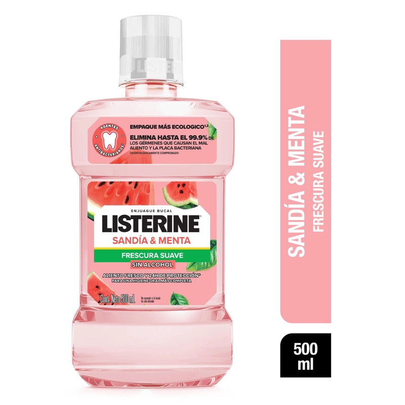 ENJUAGUE BUCAL LISTERINE SANDIA & MENTA FRESCURA SUAVE 500ML - 1