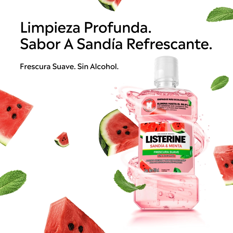 ENJUAGUE BUCAL LISTERINE SANDIA & MENTA FRESCURA SUAVE 500ML - 6