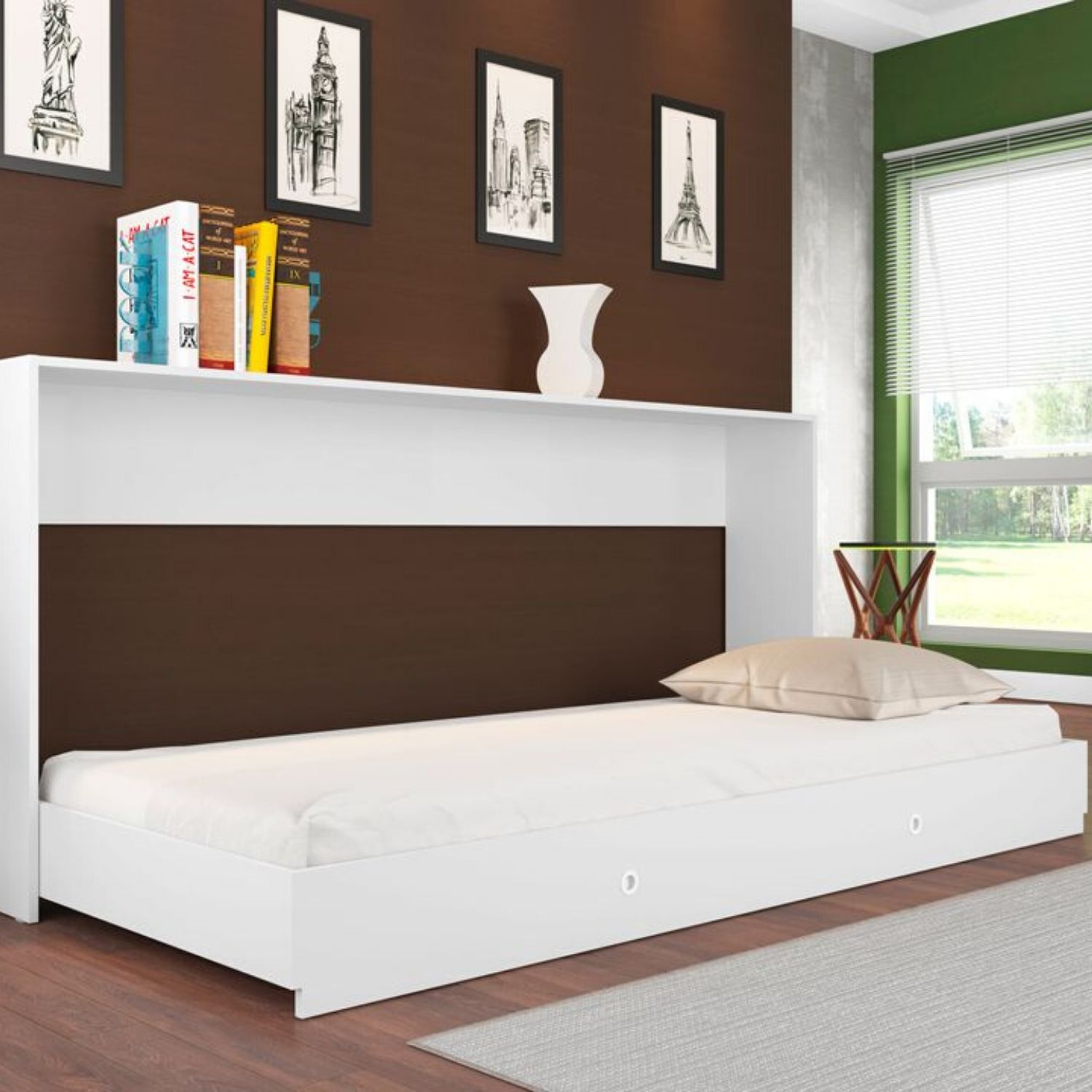 CAMA PLEGABLE HORIZONTAL 1 PLAZA AMÉRICA BLANCO - 2