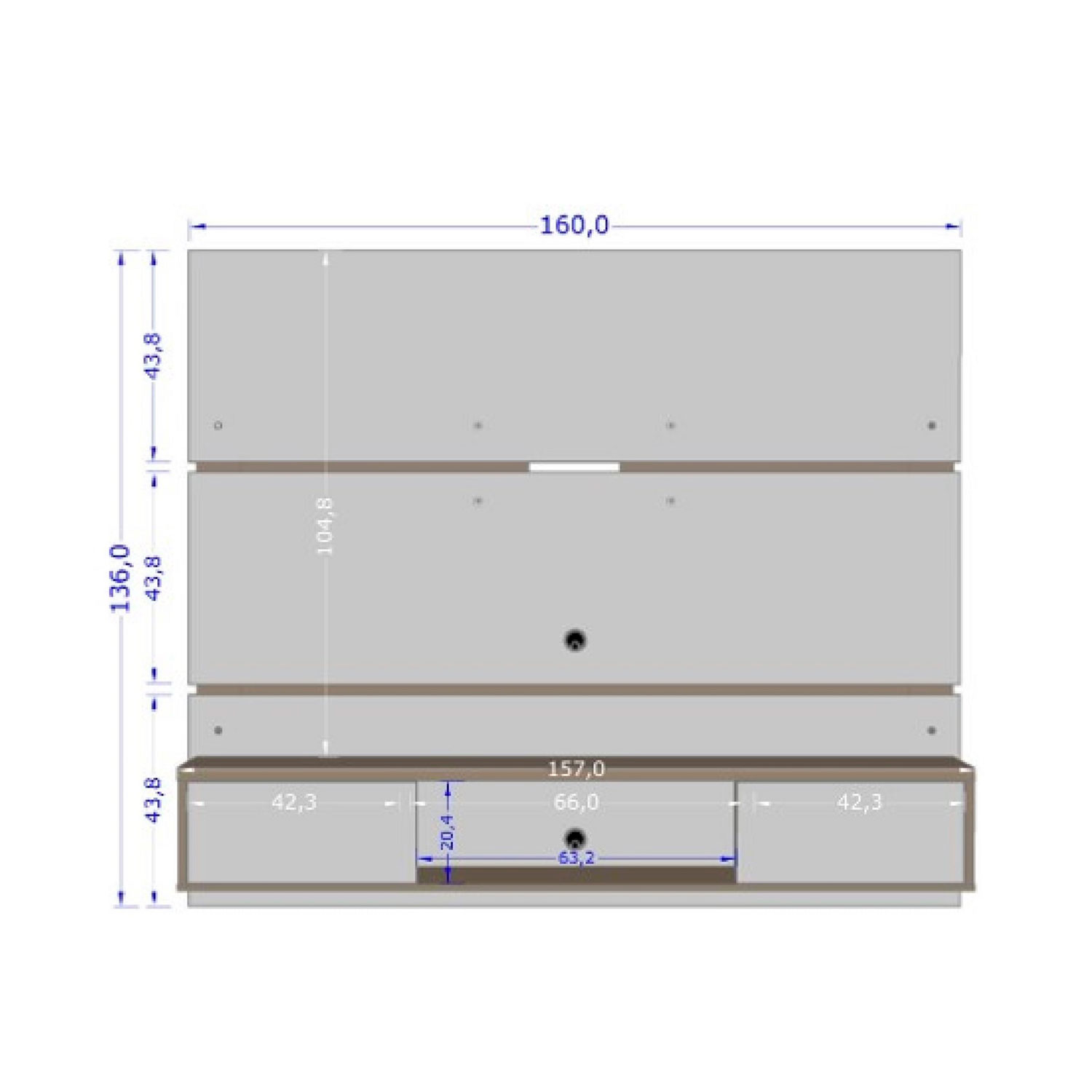 RACK TV AMBAR 65 PULGADAS PANEL CANELA BLANCO INVIERNO RIPADO - 3