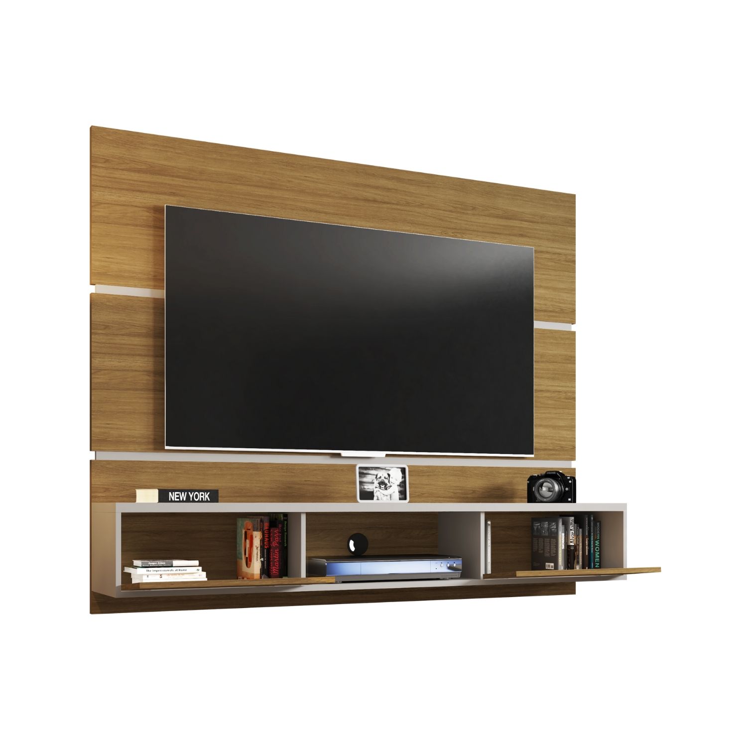 RACK TV AMBAR 65 PULGADAS PANEL CANELA BLANCO INVIERNO RIPADO - 4