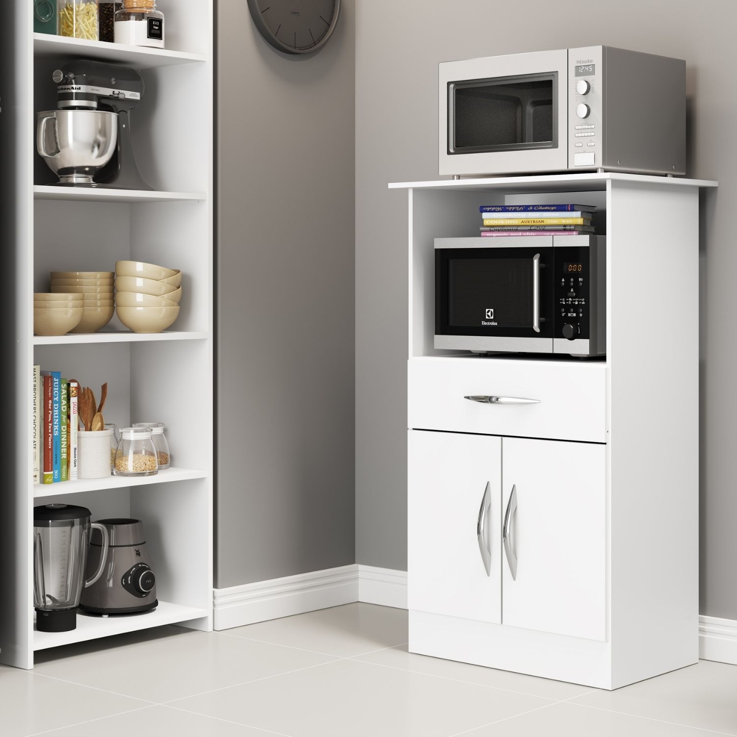 MUEBLE HOGA MDP BLANCO MICROONDAS CON PUERTA LUNA - 2