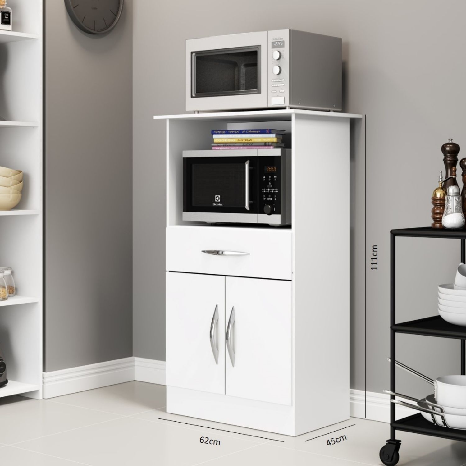 MUEBLE HOGA MDP BLANCO MICROONDAS CON PUERTA LUNA - 3