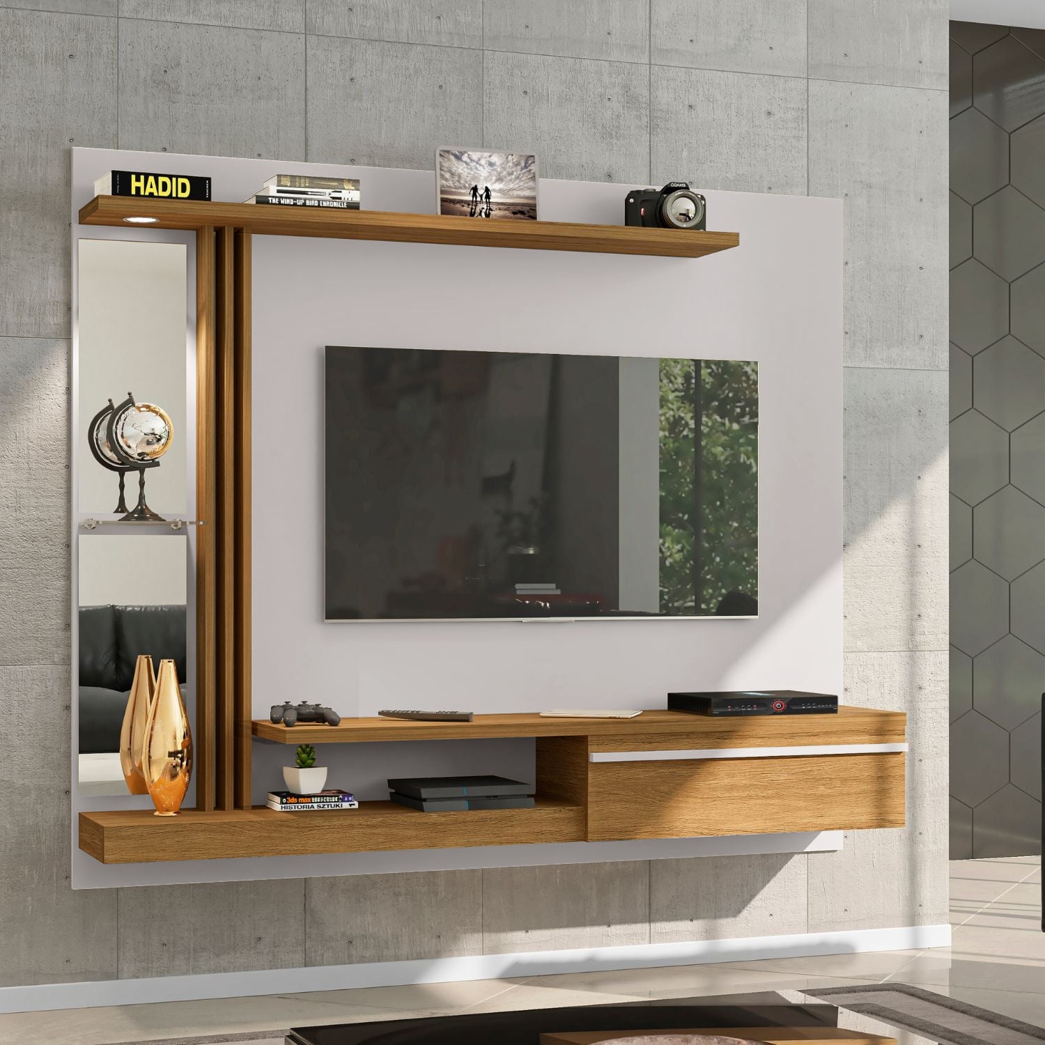 PANEL RACK HOGA DENVER MDP BLANCO INVIERNO TV 55' CANELA - 2
