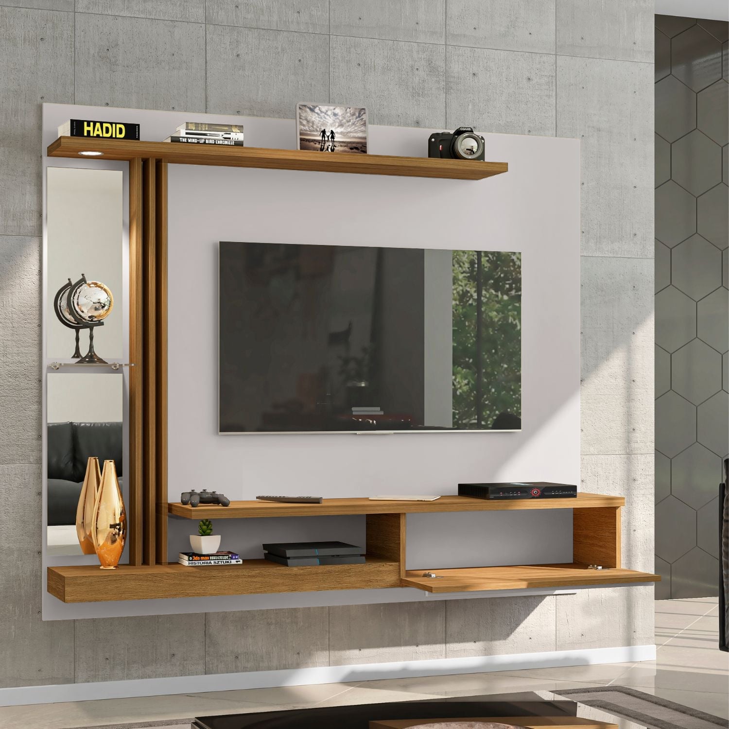 PANEL RACK HOGA DENVER MDP BLANCO INVIERNO TV 55' CANELA - 4