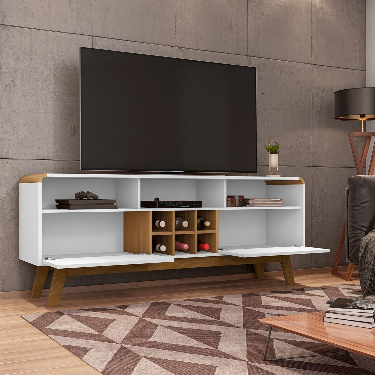 RACK TV HOGA LARIMAR MDP BLANCO 65' CANELA - 2