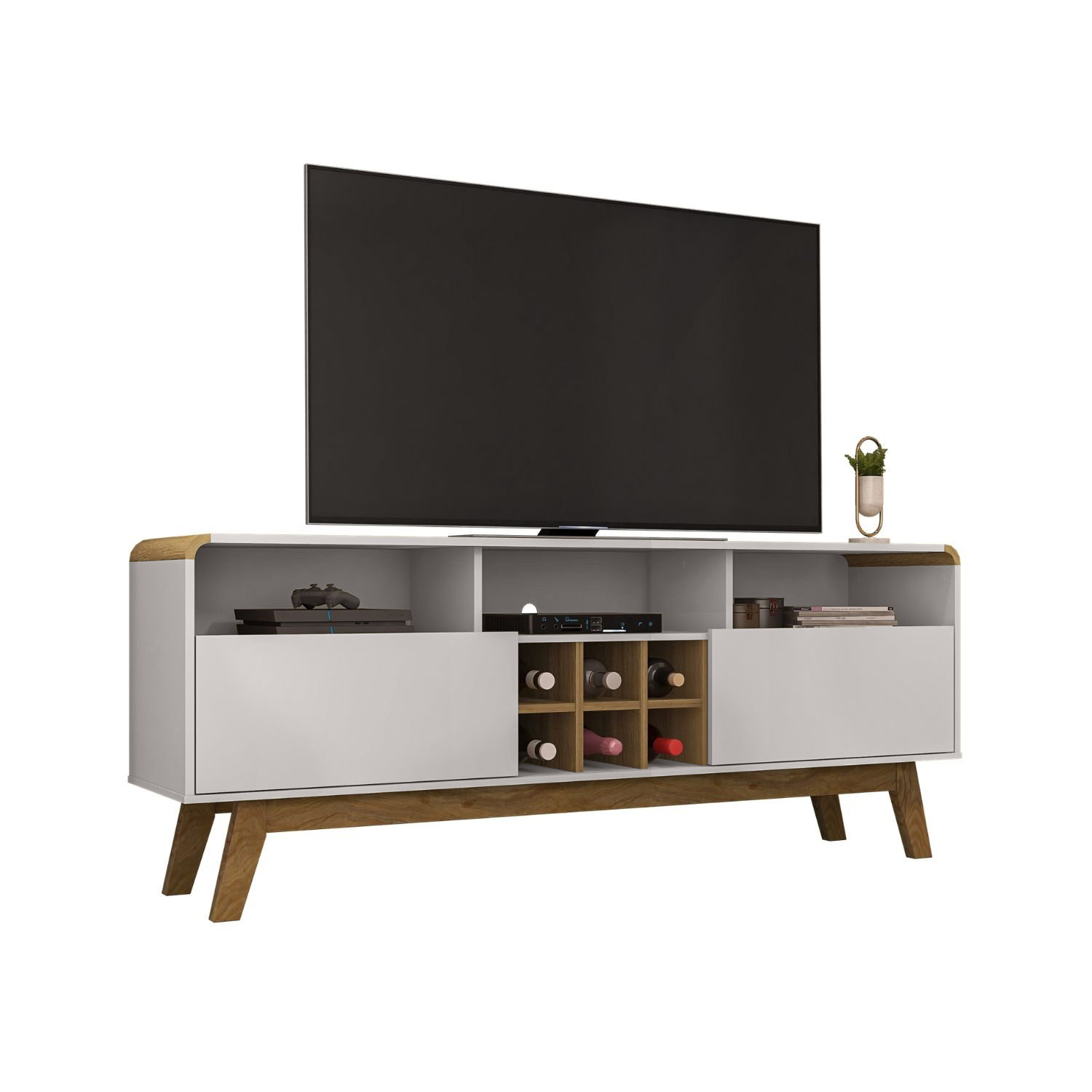 RACK TV HOGA LARIMAR MDP BLANCO INVIERNO 65' CANELA - 1