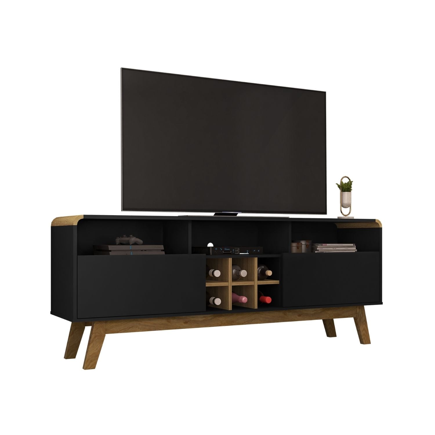 RACK TV HOGA LARIMAR MDP NEGRO 65' CANELA - 1