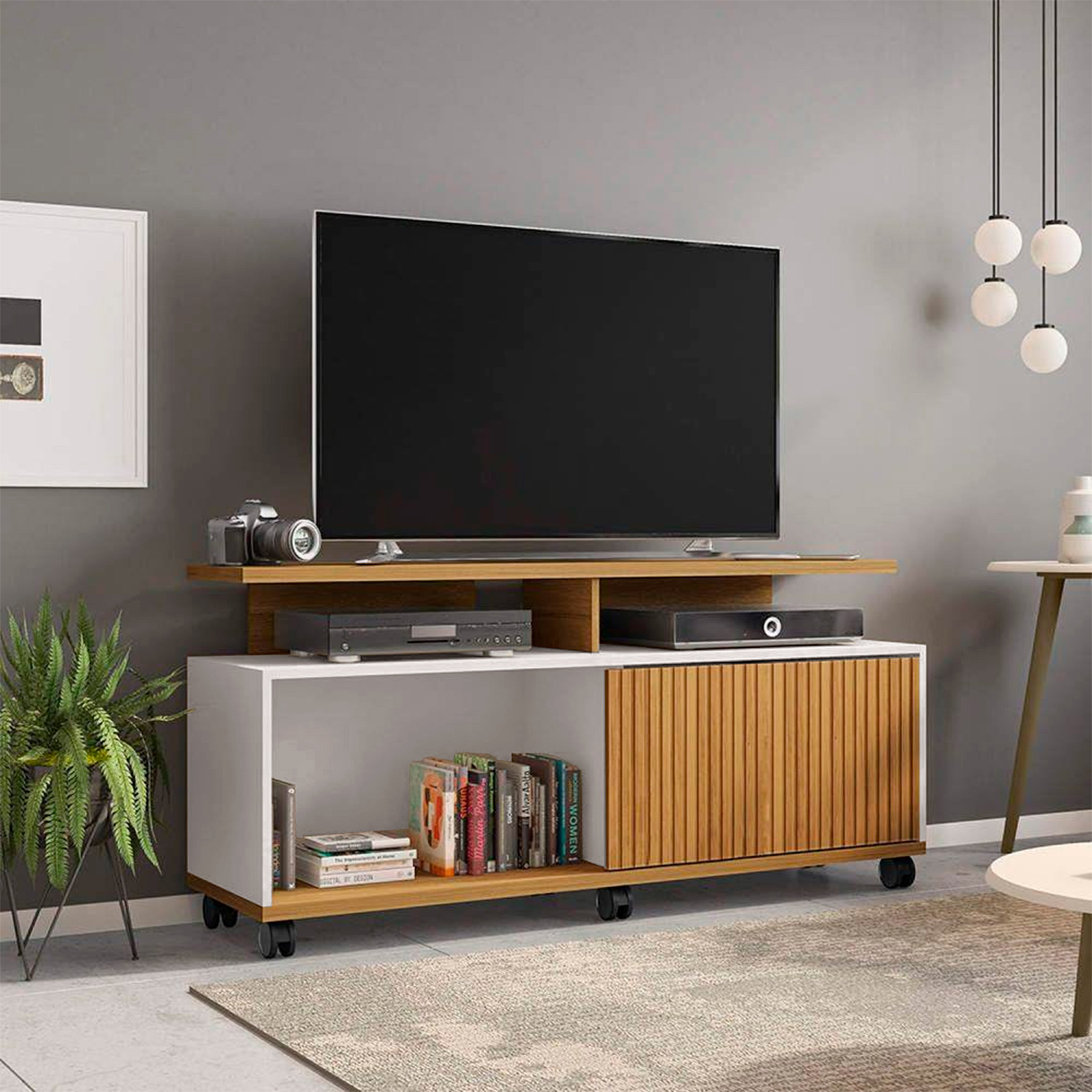 RACK TV HOGA TOPAZIO MDP CANELA 52 BLANCO INVIERNO RIPADO - 2