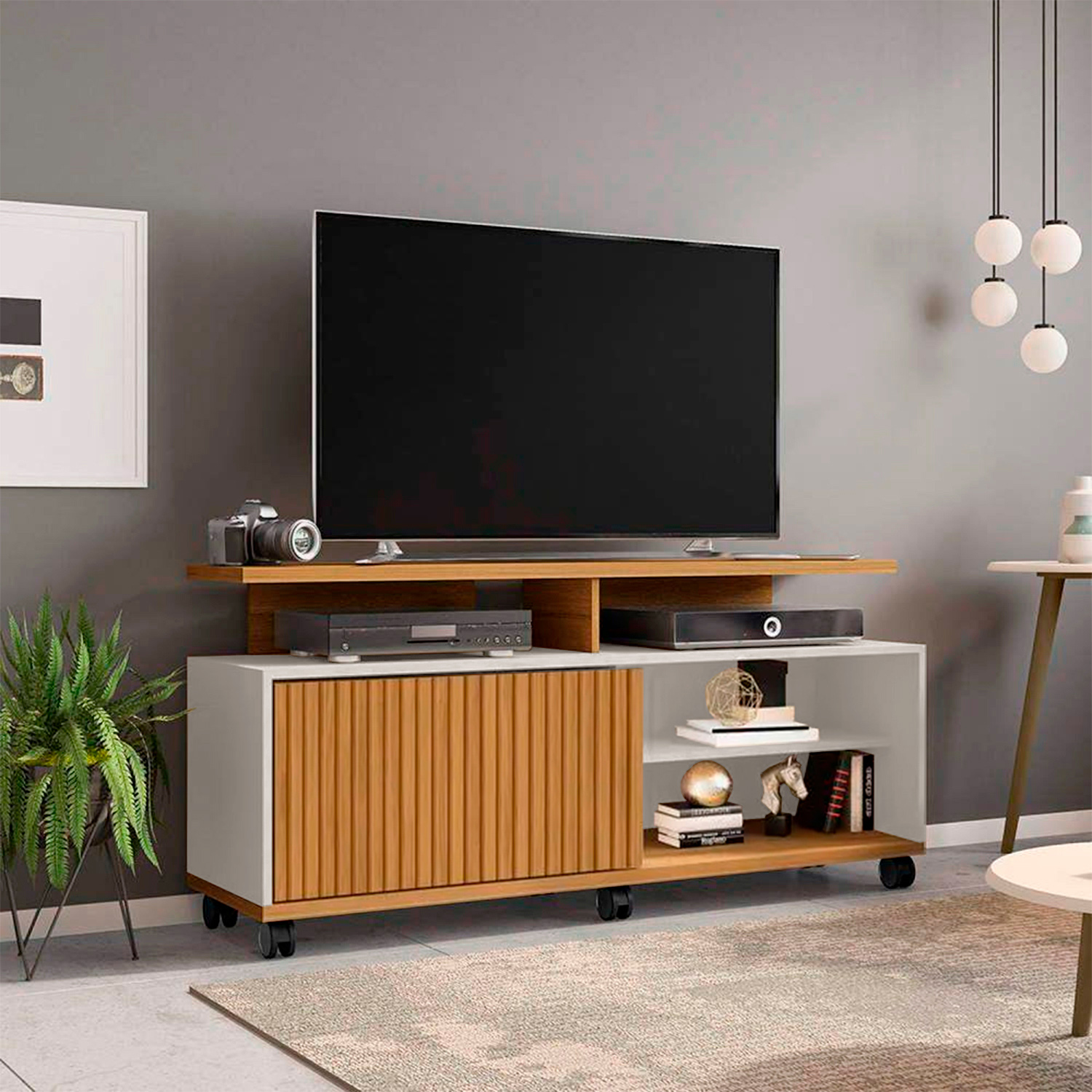RACK TV HOGA TOPAZIO MDP CANELA 52 BLANCO INVIERNO RIPADO - 4