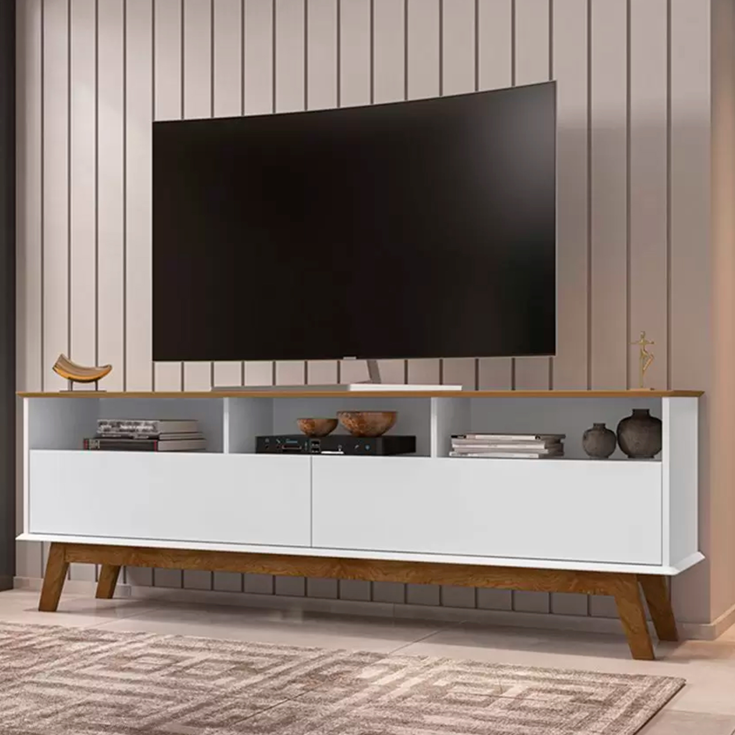 RACK TV HOGA ELEGANT MDP CANELA 65' BLANCO - 3