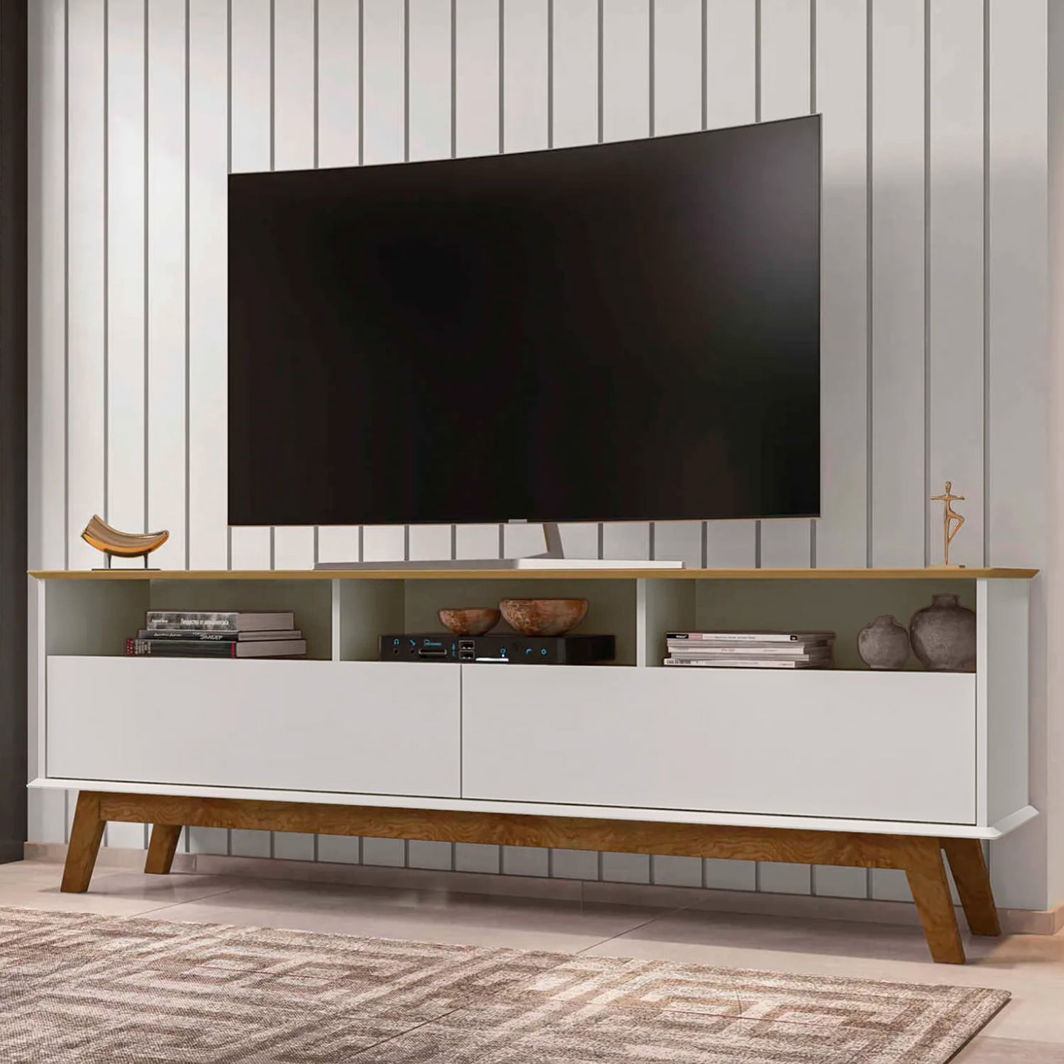 RACK TV HOGA ELEGANT MDP CANELA 65' BLANCO INVIERNO - 2