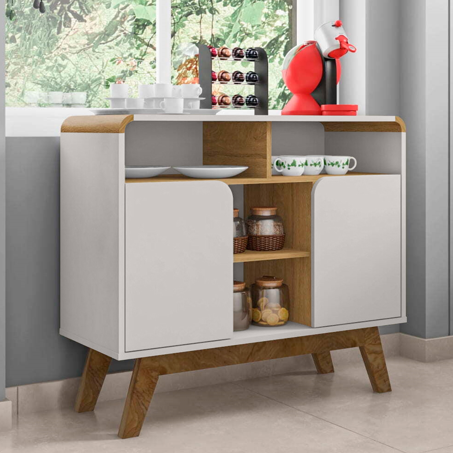 APARADOR HOGA BERILO BUFFET BLANCO INVIERNO CANELA - 2