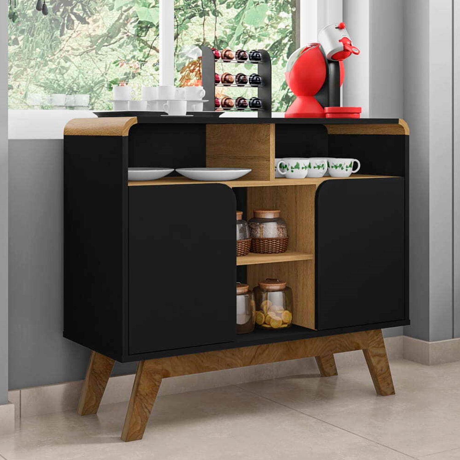 APARADOR HOGA BERILO BUFFET CANELA NEGRO - 2